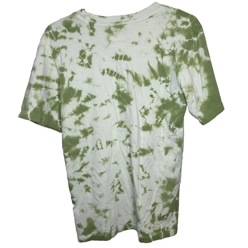 The North Face Mens S Small Green White Tie Dye Short Sleeve T-Shirt Cotton Tee